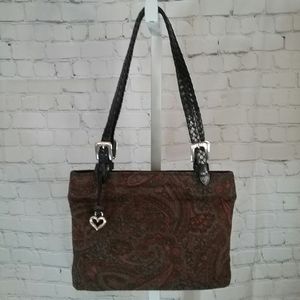 Brighton VTG Women's Paisley Tapestry Leather Bag